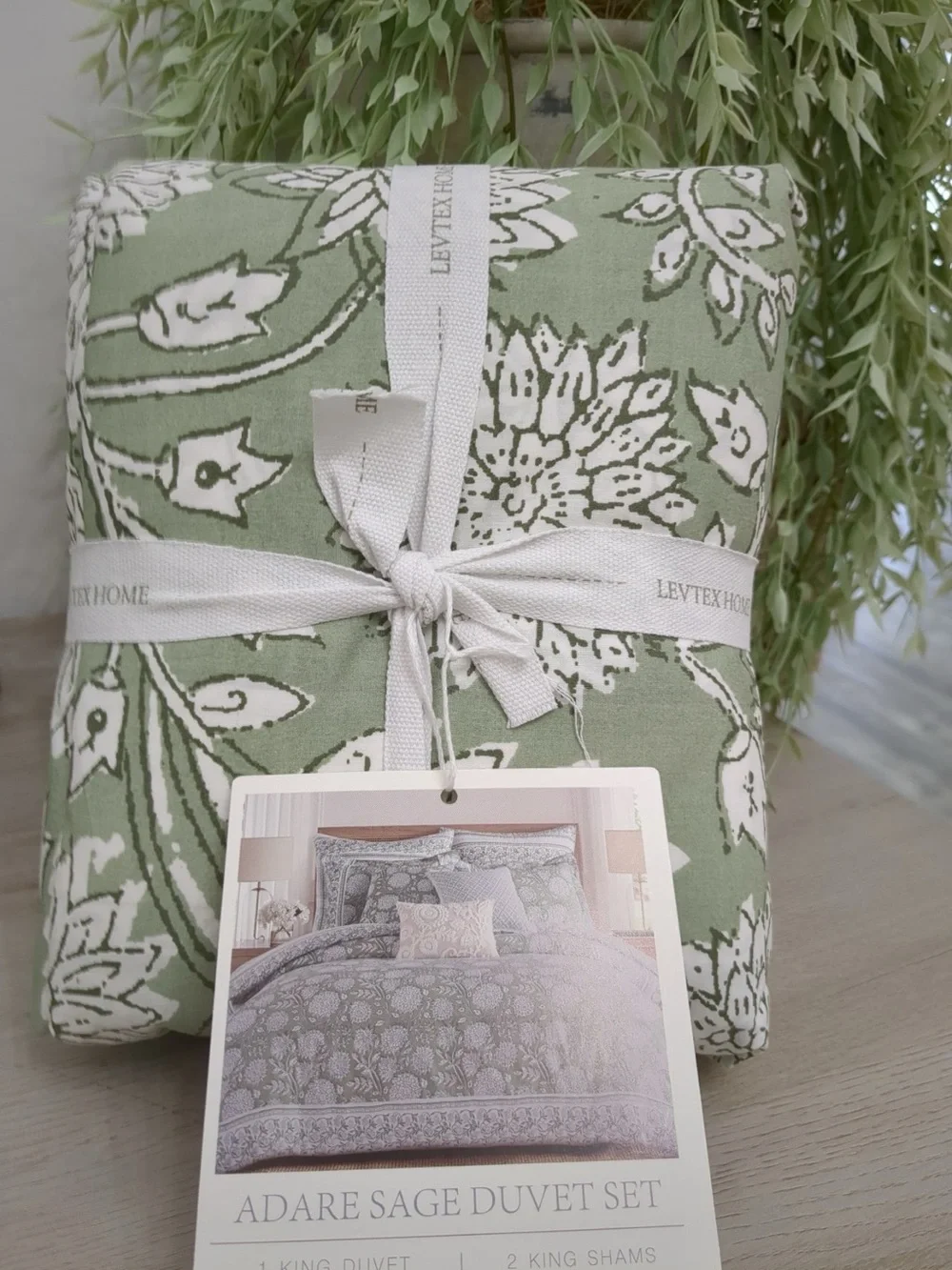 Levtex Home Adare Sage Reversible King Duvet Cover Set